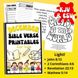 December Bible Verse Printables for Kids- Light of the World